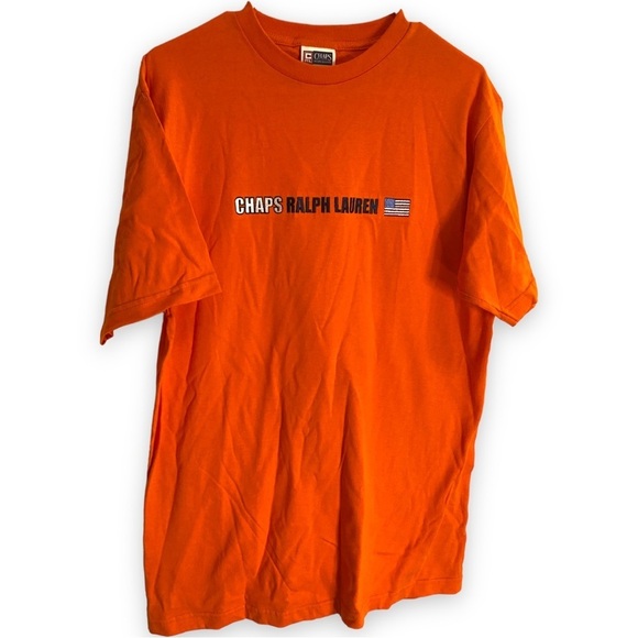 Vintage 90s Chaps Ralph Lauren orange T-shirt size medium - Picture 1 of 2